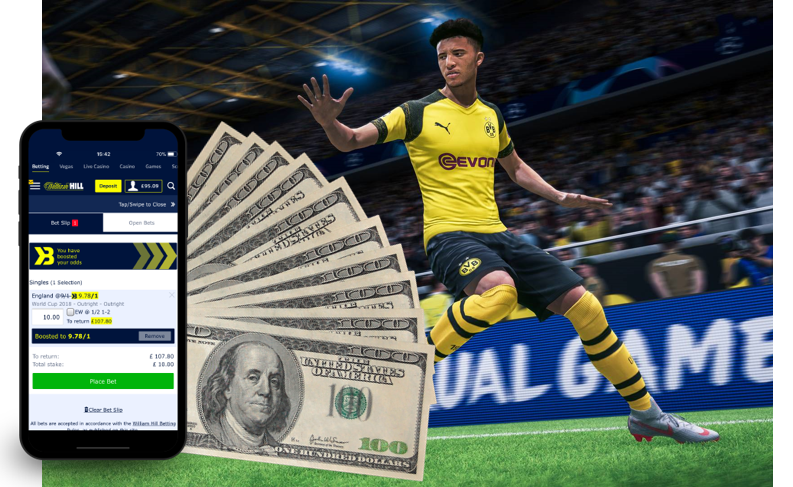 soccer player, USD, and a mobile betting app