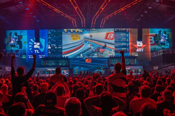 crowd in arena cheering